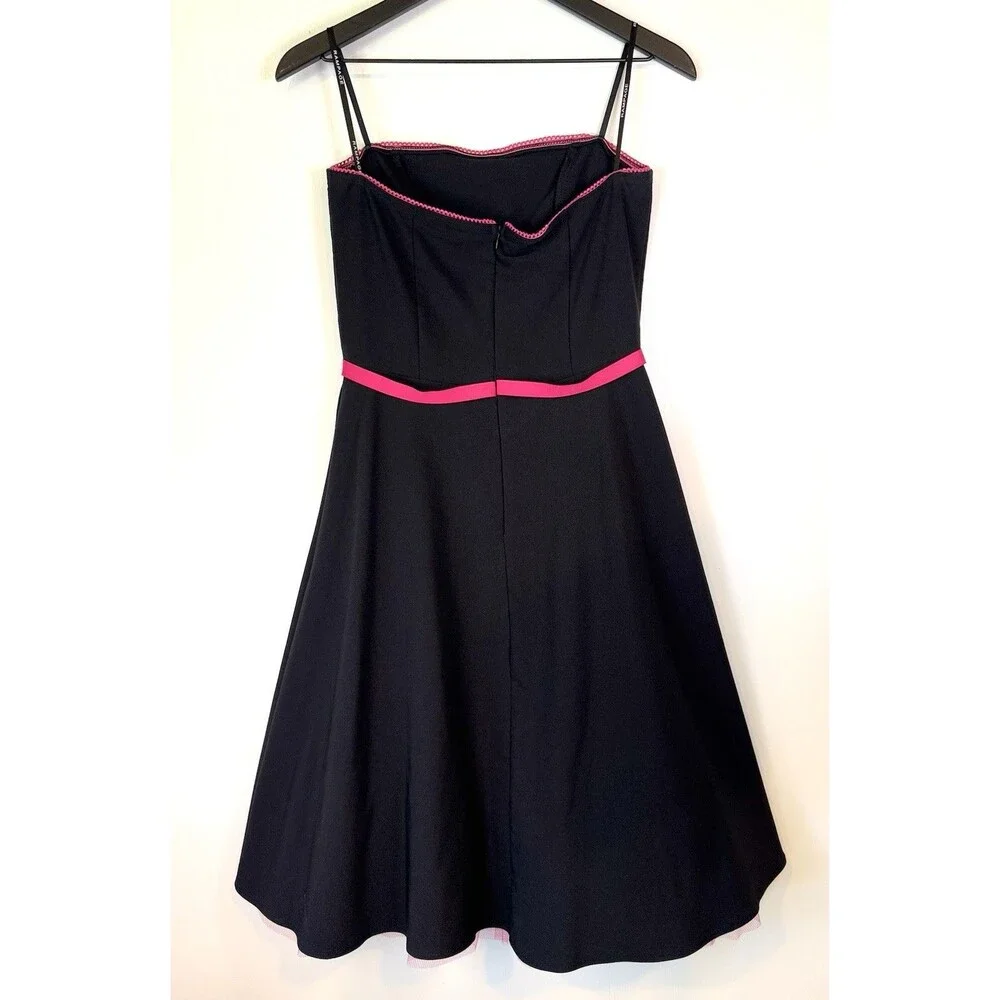Vintage Rampage Strapless Dress Size 9 Pink Black Whimsi Goth A-Line 90s Y2K